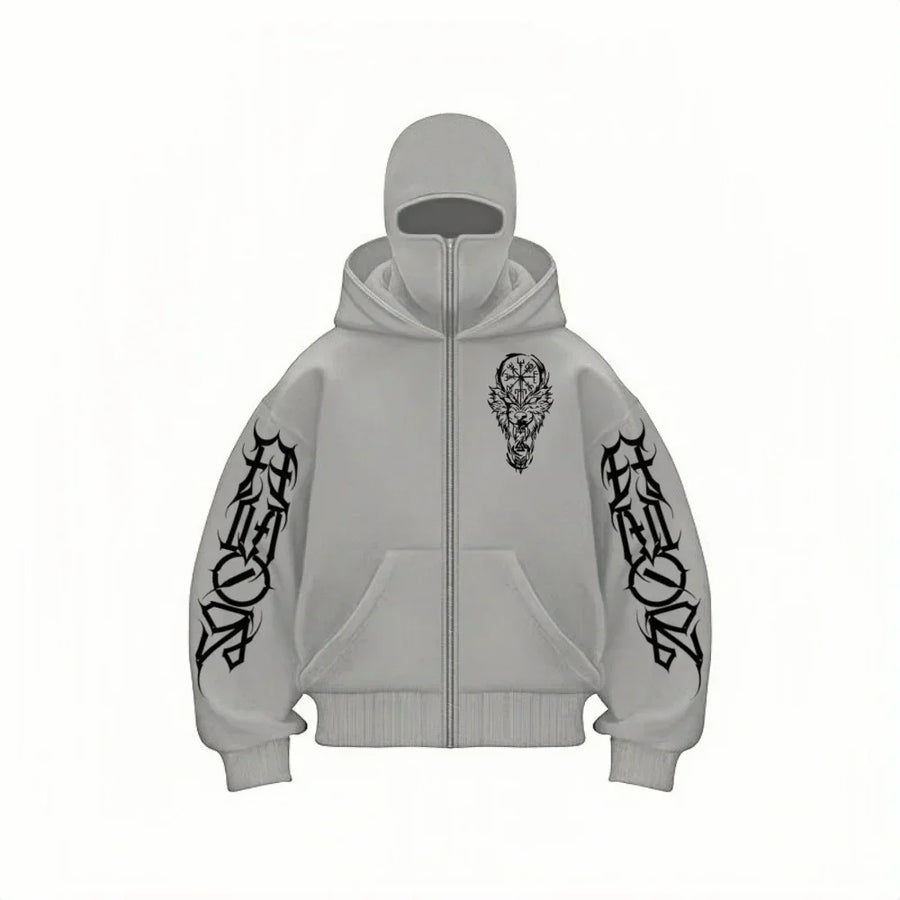 Alwanova Y2K Double-Hat Zip Hoodie