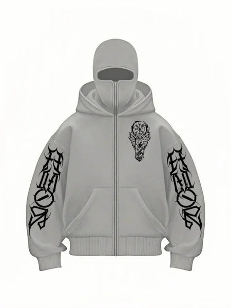 Alwanova Y2K Double-Hat Zip Hoodie