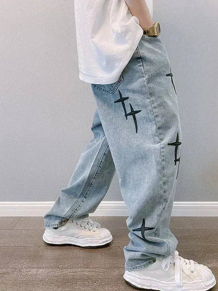 Wichuw Men's Printed Baggy Jeans - Wichuw